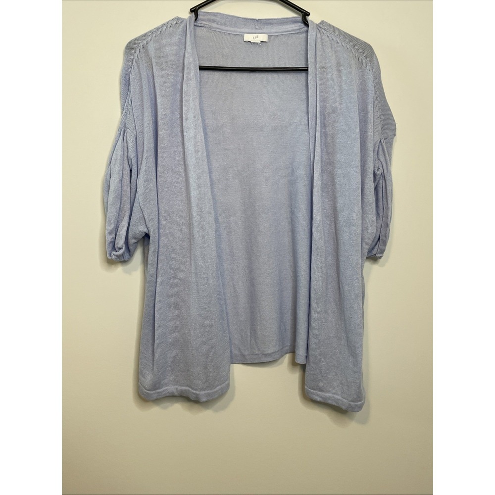 J. Jill Linen Blend Open Cardigan Light Blue Relaxed Minimalist XL‎